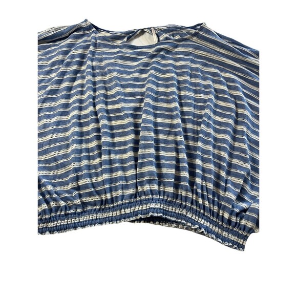 Free People Azalea Stripe Top Size Small Oversized Boho Blue & White - Picture 7 of 10